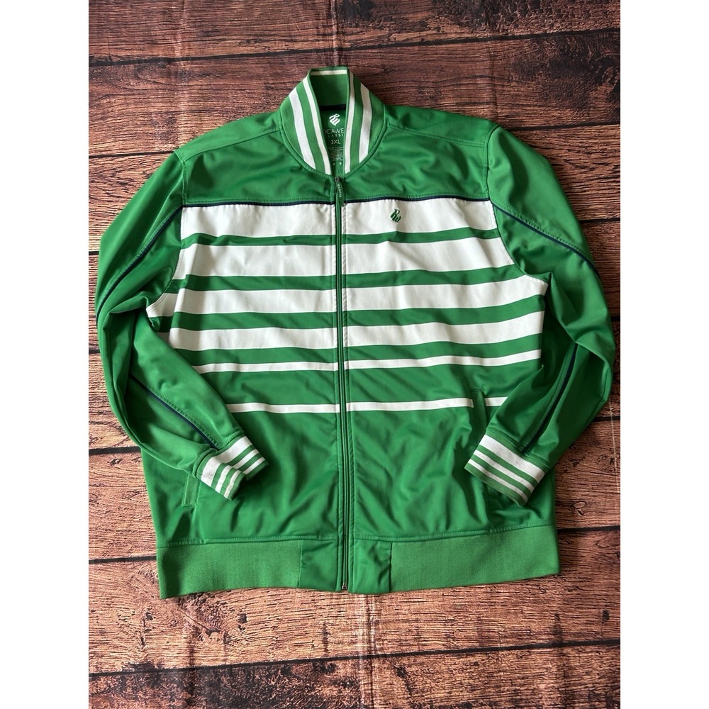 Rocawear Classic Track Jacket Green White Stripe Full Zip Mens XXXL